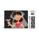 Bachelorette Party Bride Cartoon Stamp