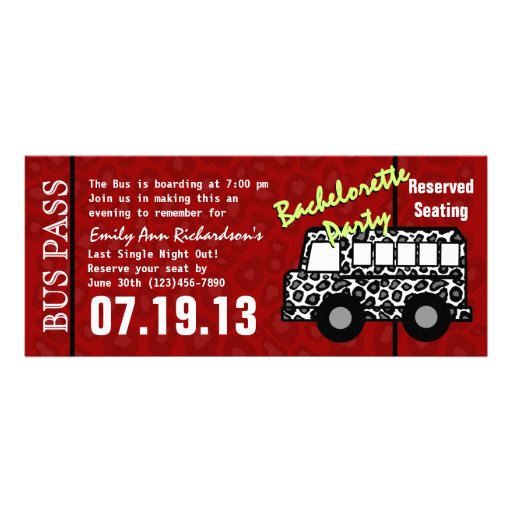 Bachelorette Party Bus Pass Custom Invite