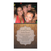 Bachelorette Party Caramel Damask Photo Invite Photo Card
