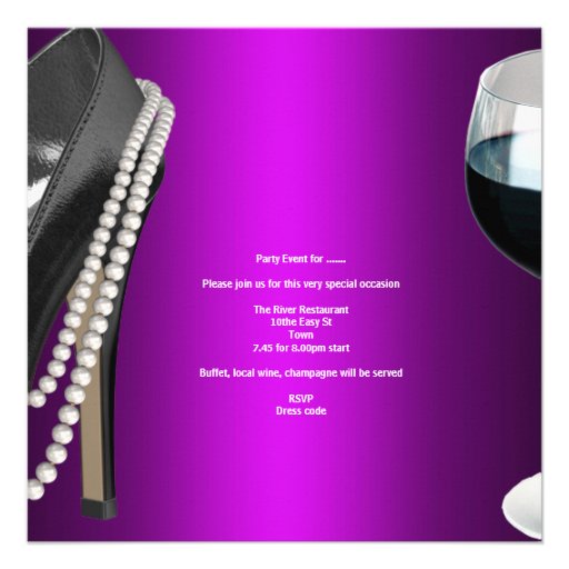 Bachelorette Party Cocktails Magenta Black Corset Custom Invites