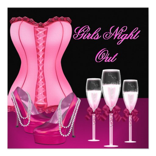 Bachelorette Party Corset Pink Shoes Hi Heels Personalized Announcements