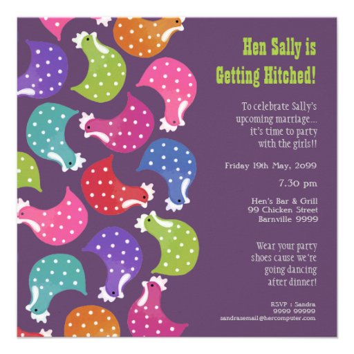 Bachelorette Party Cute Chicken Hens Night Invite