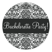 Bachelorette Party Damask Envelope Seal stickers