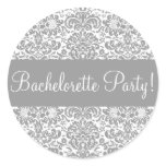 Bachelorette Party Damask Envelope Seal Round Stickers