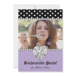Bachelorette Party Dots Pearls n Lace Heart Purple Announcements