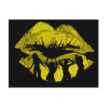 Bachelorette party girls yellow lips post cards
