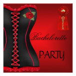Bachelorette Party Gold Black Red Corset Invitations