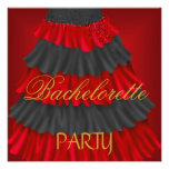 Bachelorette Party Gold Black Red Dress Invite