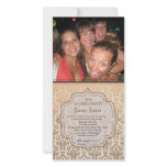 Bachelorette Party Gold Champagne Damask Invite Photo Card Template