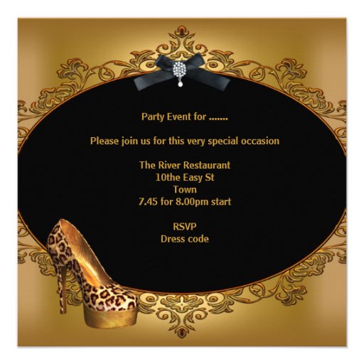 Bachelorette Party Gold Leopard Black Shoes 2 Custom Announcements