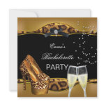 Bachelorette Party Gold Leopard Black Shoes Invitation