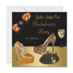 Bachelorette Party Gold Shoes Hi Heels Wine Glass Personalized Announcements