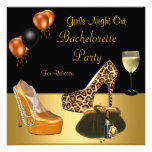 Bachelorette Party Gold Shoes Hi Heels Wine Glass Personalized Announcements