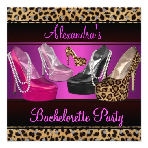 Bachelorette Party Hi Heel Shoes Bright Pink Announcement