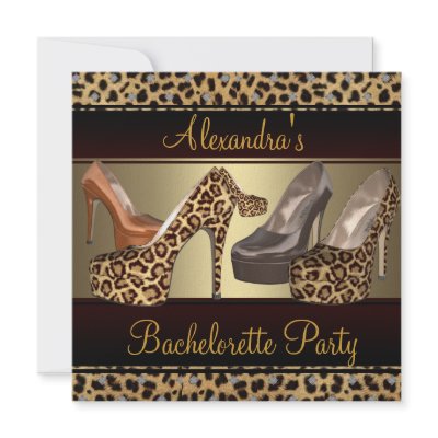 Bachelorette Party Hi Heel Shoes Leopard Invitation by Zizzago