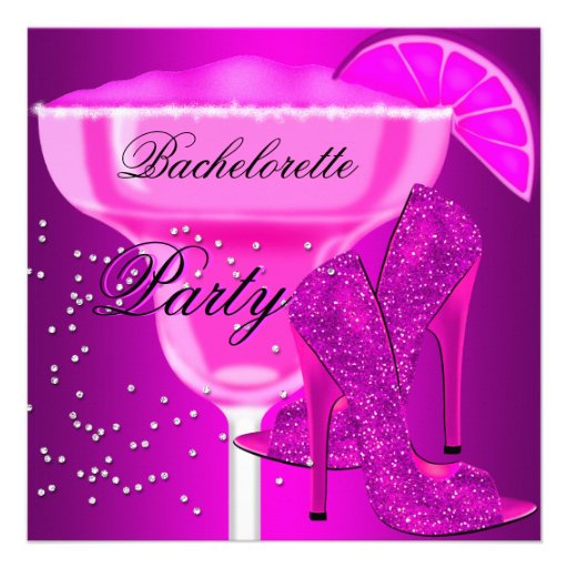 Bachelorette Party Hot Pink purple Shoes Personalized Invitation