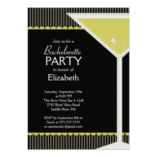 Bachelorette Party Invitation Martini Glass