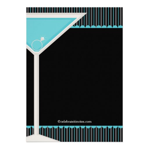Bachelorette Party Invitation Martini Glass Blue