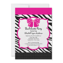 Bachelorette Party Invitation Pink  Black Zebra