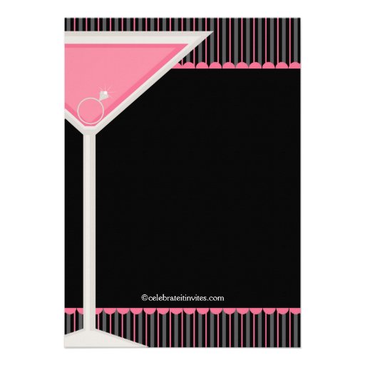 Bachelorette Party Invitation Pink Martini Glass