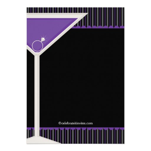 Bachelorette Party Invitation Purple Martini Glass