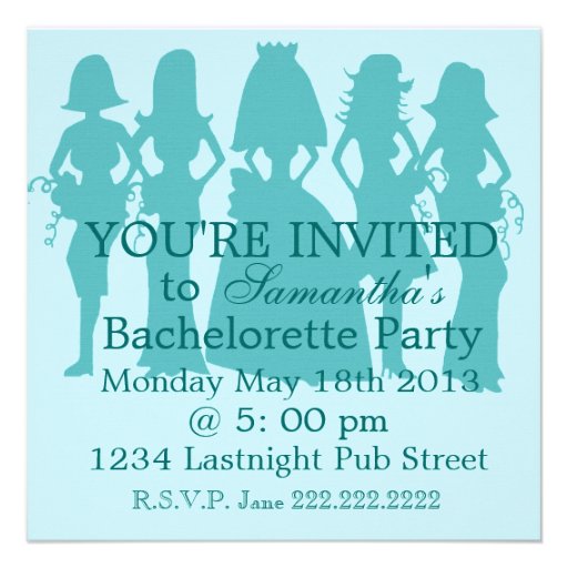 Bachelorette Party Invitation teal (front side)