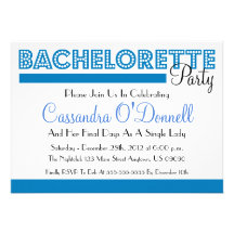 Bachelorette Party Invitations (Blue In Lights)