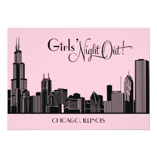 Bachelorette Party Invitations | Chicago Skyline Custom Announcement