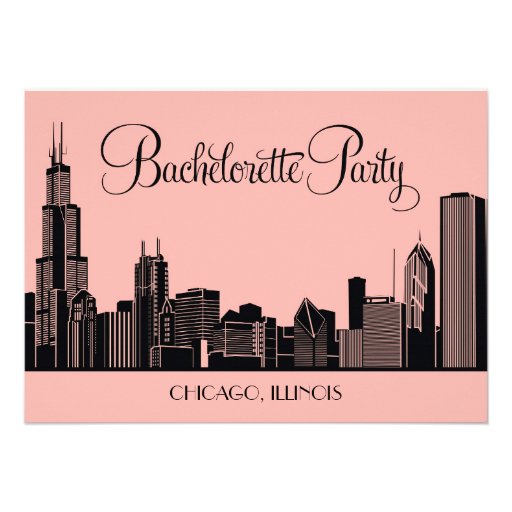 Bachelorette Party Invitations | Chicago Skyline (front side)