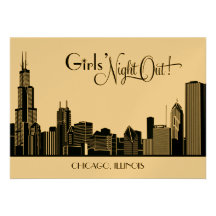 Bachelorette Party Invitations | Chicago Skyline