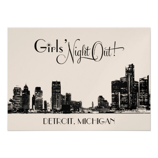 Bachelorette Party Invitations | Detroit Skyline