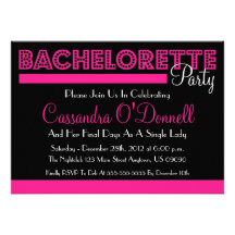 Bachelorette Party Invitations (Pink In Lights)