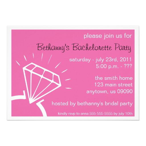 Bachelorette Party Invite (Diamond Ring Dark Pink)