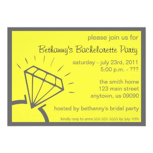 Bachelorette Party Invite (Diamond Ring Yellow)