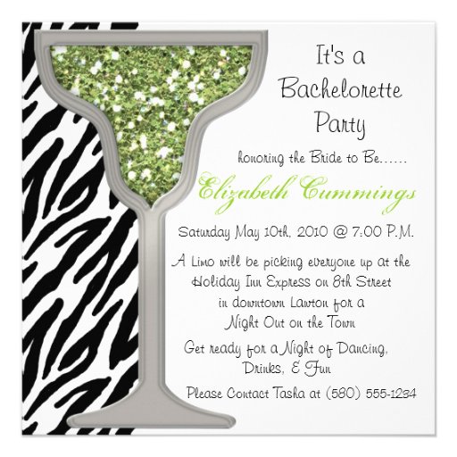bachelorette party invite funky chic cute zebra