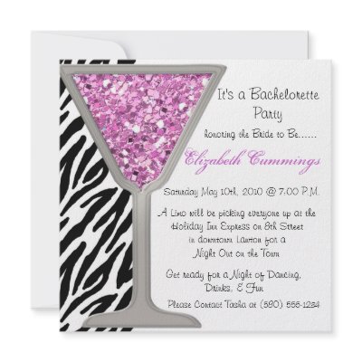 bachelorette party invite funky chic cute zebra invitation