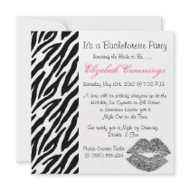 bachelorette party invite funky chic cute zebra