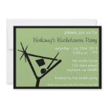 Bachelorette Party Invite Martini Glass Sage Green