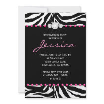 Bachelorette Party Invite Zebra Pink Jewelry 8