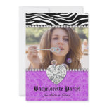 Bachelorette Party leopard Pearls Lace Heart Purpl Announcement