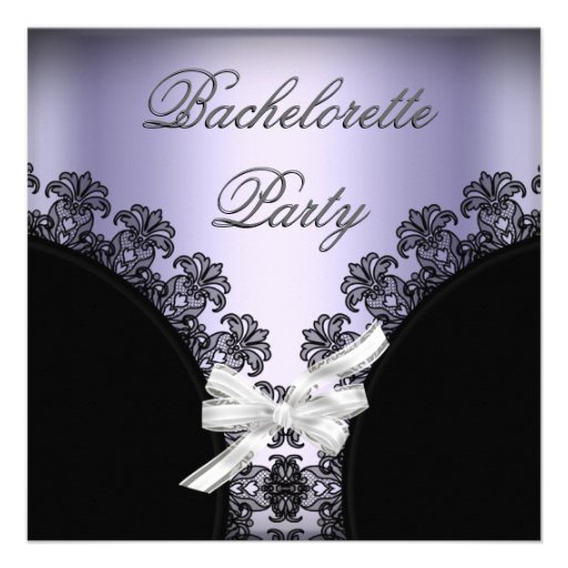 Bachelorette Party Lilac Purple Black Lace Custom Invitations