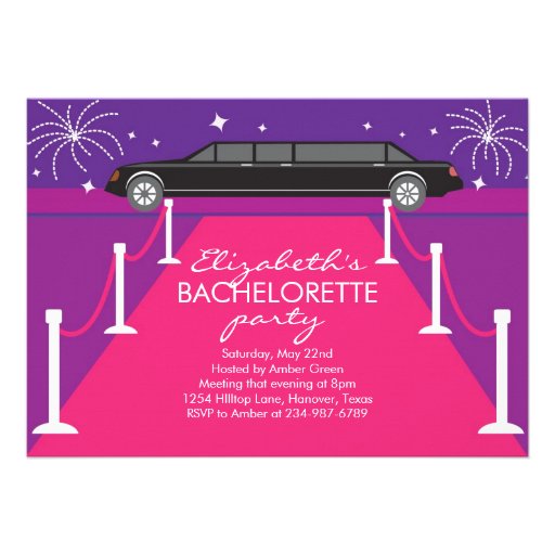 Bachelorette Party Limousine Invitations (front side)
