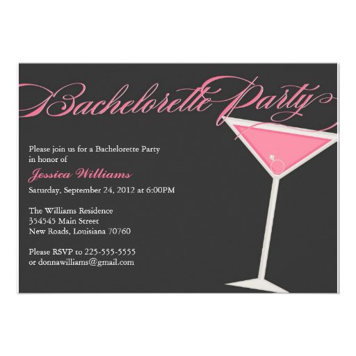 Bachelorette Party Martini Custom Announcement