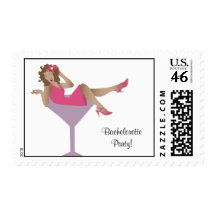 Bachelorette Party Martini Pinup Girl Postage