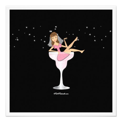 Bachelorette Party Pink Cocktail Bride Invitation