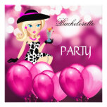 Bachelorette Party Pink Girl Balloons Cocktail 3 Custom Invites