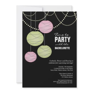 Bachelorette Party Pink Green Paper Lanterns invitation