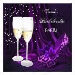 Bachelorette Party Purple Leopard Black Shoes Personalized Invite