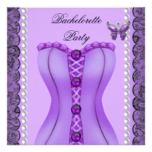 Bachelorette Party Purple Lilac Corset Butterfly Personalized Invitation