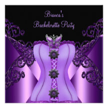 Bachelorette Party Purple Lilac Corset Butterfly Personalized Announcement